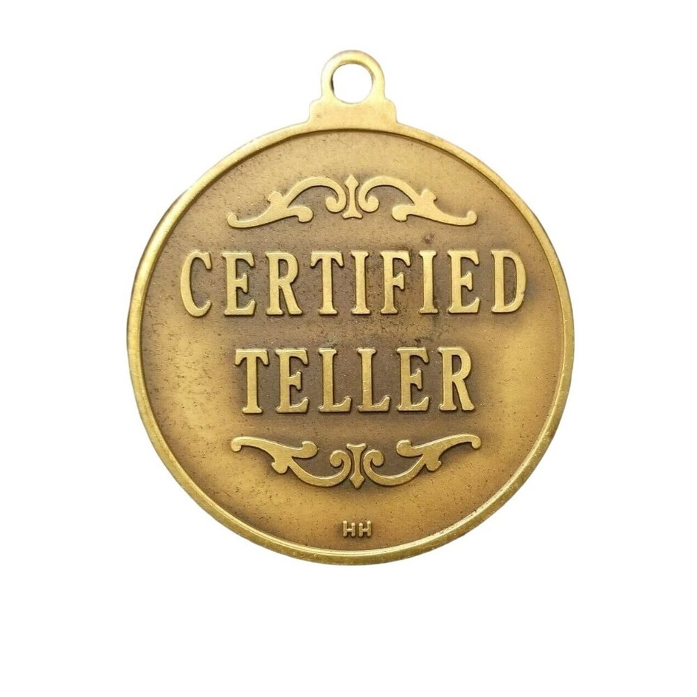 Certified Teller Program Brass Gold Medal Pendant Keychain Pyramid Token SC246